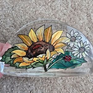 AMIA Paul Brent Sunflower Design Hand Painted Acrylic Business Card Holder 4